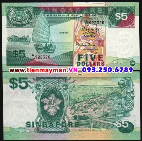 Singapore 5 Dollar 1989 UNC