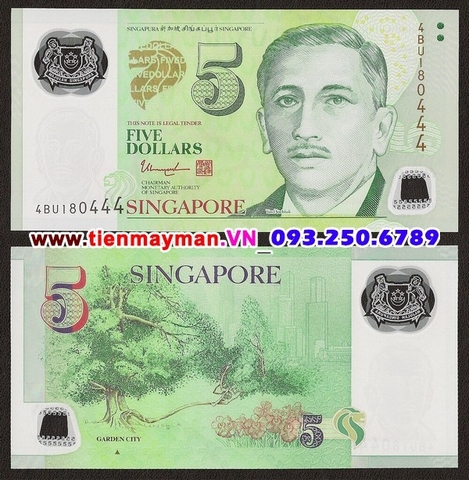 Singapore 5 Dollar 2014 UNC polymer