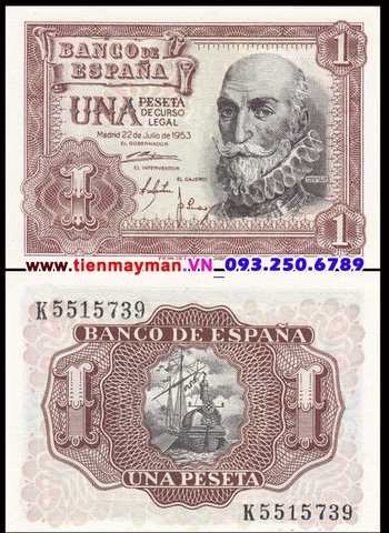 Spain - Tây Ban Nha 1 Pesetas 1953 UNC