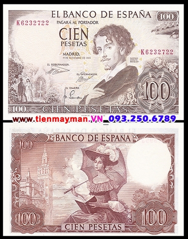 Spain - Tây Ban Nha 100 Pesetas 1965 UNC