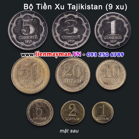 Bộ tiền xu Tajikistan 9 xu