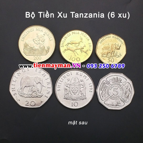 Bộ tiền xu Tanzania 6 xu