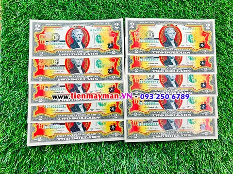 Tiền 2 USD Con Rắn Vàng SỐ ĐẸP