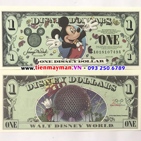 Tiền hình con chuột Mickey Disney 1 Dollar 2005 lưu niệm