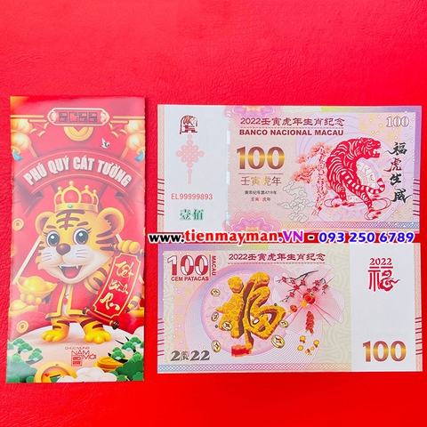 Tiền hình con hổ Macao 100 Tết 2022