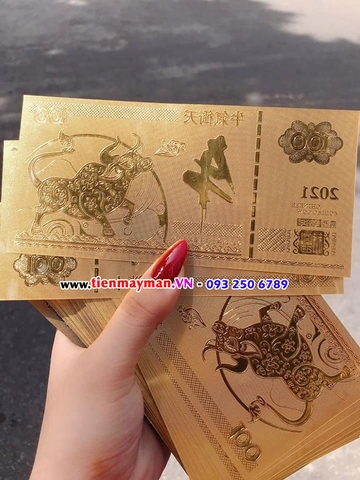 Tiền hình con trâu Macao 100 mạ vàng plastic 2021 (mẫu 1)