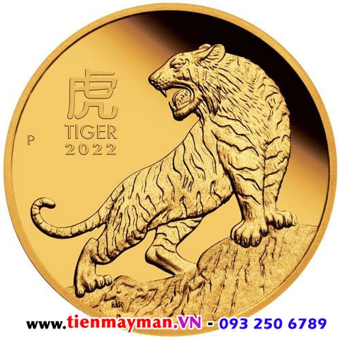 Đồng xu Úc hình con hổ mạ vàng (tặng túi gấm đỏ)