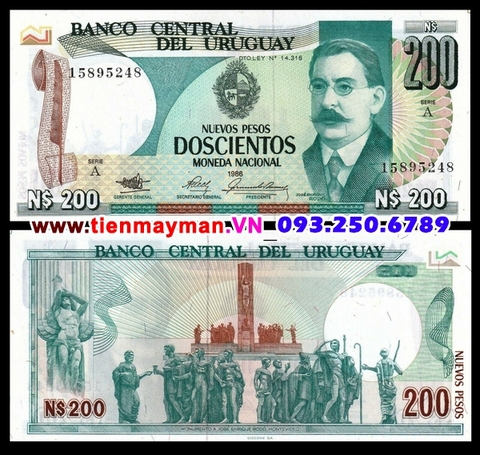 Uruguay 200 Pesos 1986 UNC