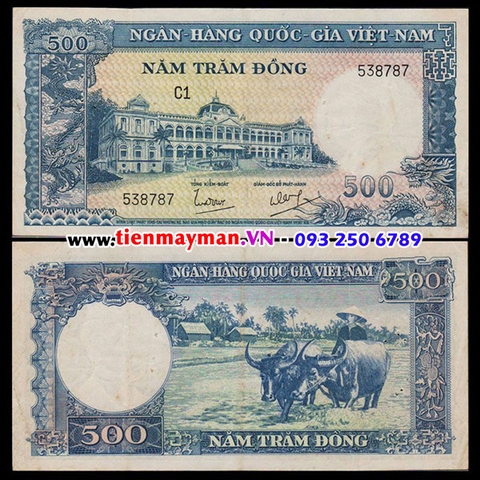 500 Đồng trâu xanh 1963 | 500 Đồng Ngô Đình Diệm P-6a