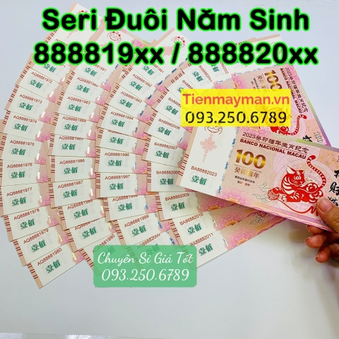 Tiền hình con mèo 100 Macao lưu niệm SERI NĂM SINH