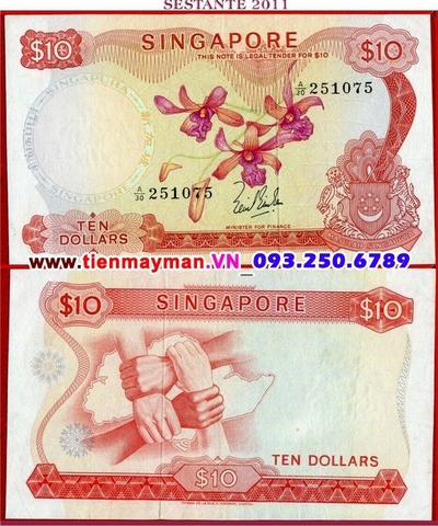 Singapore 10 Dollar 1967 UNC