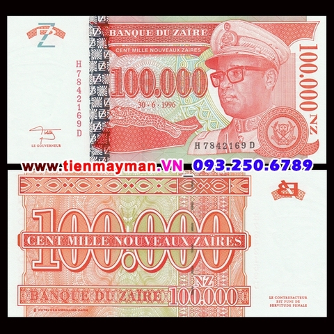 Zaire 100000 Makuta 1996 UNC