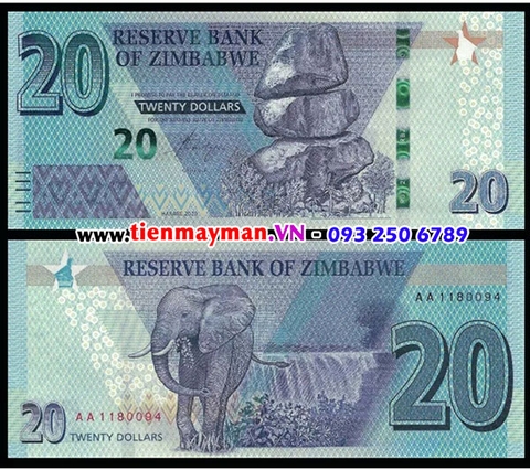 Tiền giấy Zimbabwe 20 Dollar 2020 UNC