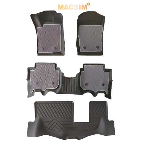 Thảm sd3 dạng lưới lục giác 2 lớp Ford Everest 2022 & 2023+ (màu ghi)  bề mặt cao su siêu sạch nhãn hiệu Macsim