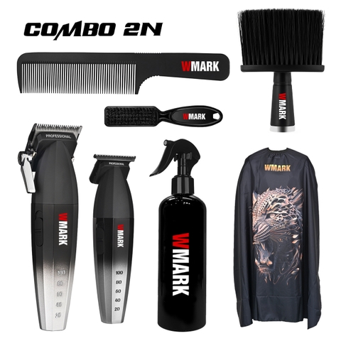 Combo 2N WMARK | Tông đơ pin NG-2038 Silver + Tông viền NG-325 Silver