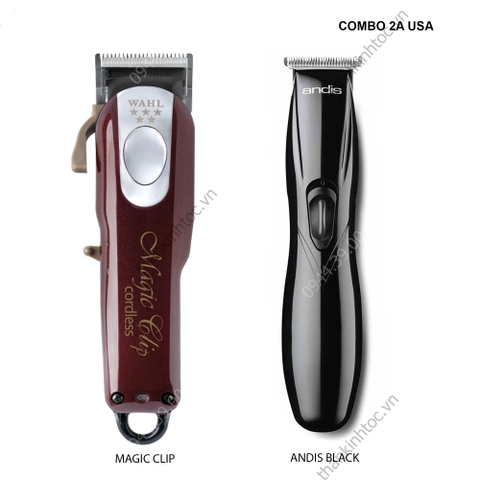 COMBO 2A USA l Magic clip red + Andis slimline black