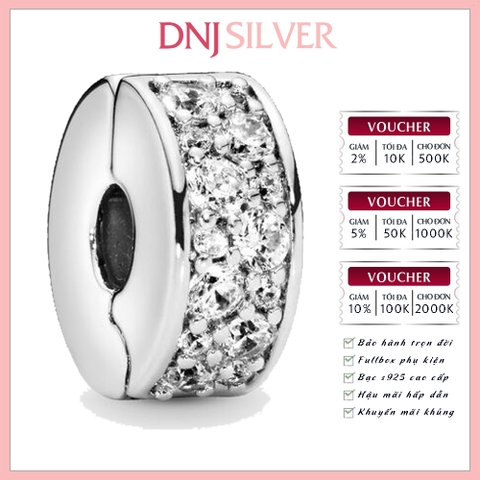 [Chính hãng] Charm bạc 925 cao cấp - Charm Clear Pavé Clip thích hợp để mix vòng tay charm bạc cao cấp - DN625