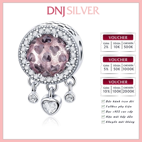 [Chính hãng] Charm bạc 925 cao cấp - Charm Pink Brilliant Heart thích hợp để mix vòng tay charm bạc cao cấp - DN715