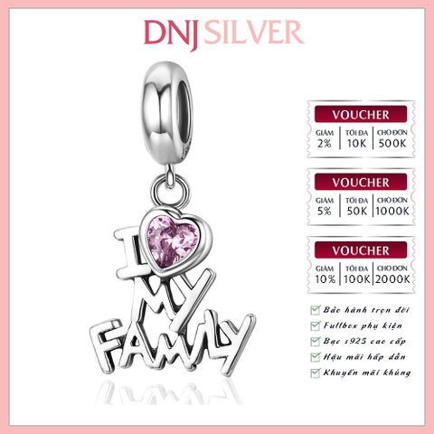[Chính hãng] Charm bạc 925 cao cấp - Charm I Love My Family Dangle thích hợp để mix vòng tay charm bạc cao cấp - DN742