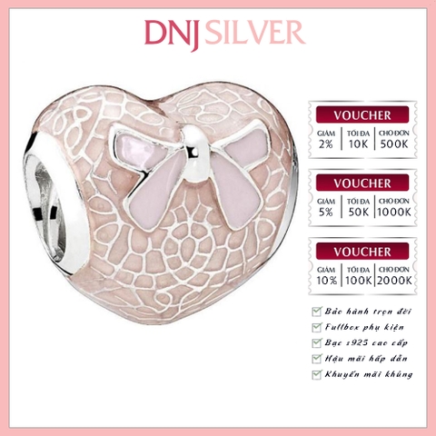 [Chính hãng] Charm bạc 925 cao cấp - Charm Pink Lace and Bow thích hợp để mix vòng tay charm bạc cao cấp - DN639