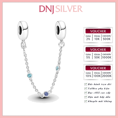 [Chính hãng] Charm bạc 925 cao cấp - Charm Triple Blue Stone Safety Chain thích hợp để mix vòng tay charm bạc cao cấp - DN594