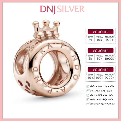 [Chính hãng] Charm bạc 925 cao cấp - Charm Rose Logo & Crown O thích hợp để mix vòng tay charm bạc cao cấp - DN550