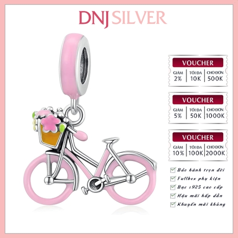 [Chính hãng] Charm bạc 925 cao cấp - Charm Pink Bicycle thích hợp để mix vòng tay charm bạc cao cấp - DN732