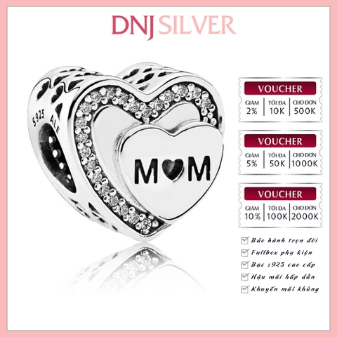 [Chính hãng] Charm bạc 925 cao cấp - Charm Tribute To Mum Silver thích hợp để mix vòng tay charm bạc cao cấp - DN616