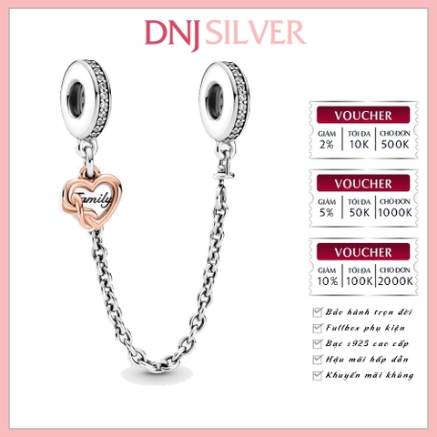 [Chính hãng] Charm bạc 925 cao cấp - Charm Family Heart Safety Chain thích hợp để mix vòng tay charm bạc cao cấp - DN531