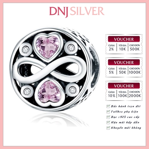 [Chính hãng] Charm bạc 925 cao cấp - Charm Infinity Pink Heart Crystal thích hợp để mix vòng tay charm bạc cao cấp - DN587