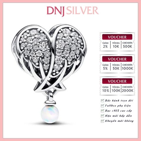 [Chính hãng] Charm bạc 925 cao cấp - Charm Moments Sparkling Angel Wings & Heart Sterling thích hợp để mix vòng tay charm bạc cao cấp - DN573