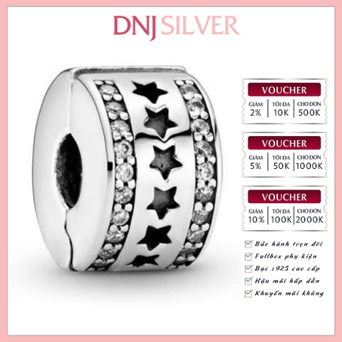 [Chính hãng] Charm bạc 925 cao cấp - Charm Row of Stars Clip thích hợp để mix vòng tay charm bạc cao cấp - DN614