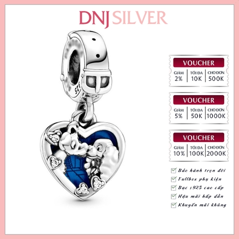 [Chính hãng] Charm bạc 925 cao cấp - Charm Disney Lady and the Tramp Heart Dangle thích hợp để mix vòng tay charm bạc cao cấp - DN576