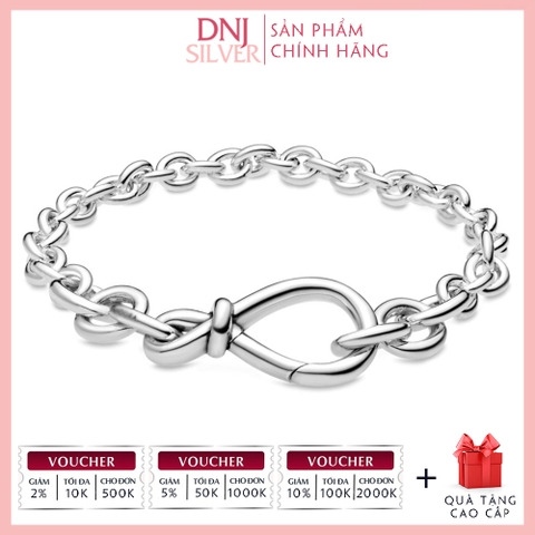 Vòng tay charm bạc 925 cao cấp - Vòng charm Chunky Infinity Knot Chain - Vòng tay dành cho nam và nữ - Vòng mềm