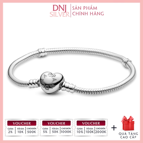 Vòng tay charm bạc 925 cao cấp - Vòng charm Heart Clasp - Vòng tay dành cho nam và nữ - Vòng mềm