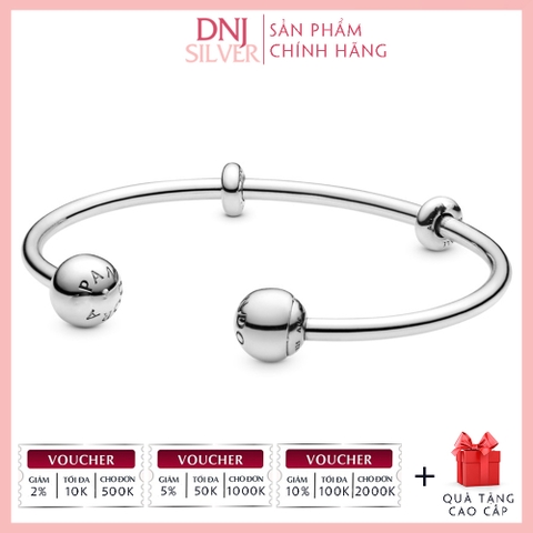 Vòng tay charm bạc 925 cao cấp - Vòng charm Moments Open Bangle - Vòng tay dành cho nam và nữ