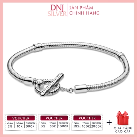 Vòng tay charm bạc 925 cao cấp - Vòng charm Moments T-Bar Snake Chain - Vòng tay dành cho nam và nữ - Vòng mềm