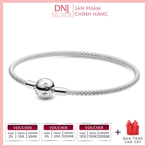 Vòng tay charm bạc 925 cao cấp - Vòng charm Moments Mesh - Vòng tay dành cho nam và nữ