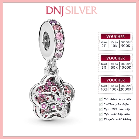 [Chính hãng] Charm bạc 925 cao cấp - Charm Pavé Peach Blossom Flower thích hợp để mix vòng tay charm bạc cao cấp - DN342