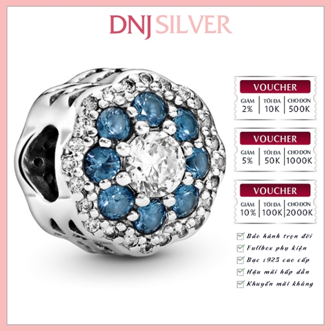 [Chính hãng] Charm bạc 925 cao cấp - Charm Blue Sparkle Flower thích hợp để mix vòng tay charm bạc cao cấp - DN187