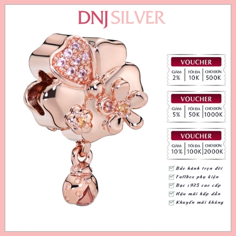 [Chính hãng] Charm bạc 925 cao cấp - Charm Pavé Flower & Ladybird Dangle thích hợp để mix vòng tay charm bạc cao cấp - DN449