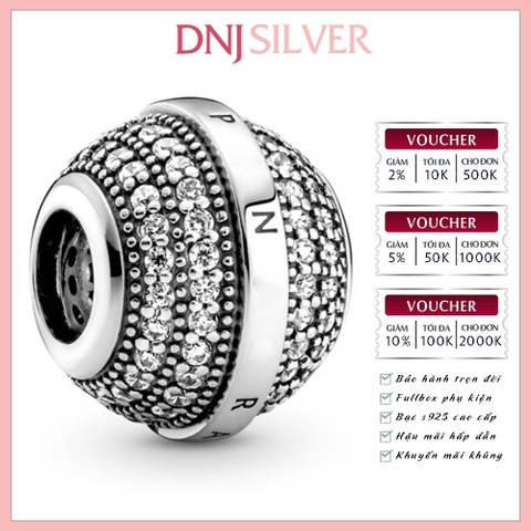 [Chính hãng] Charm bạc 925 cao cấp - Charm Pave & Logo thích hợp để mix vòng tay charm bạc cao cấp - DN084