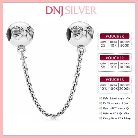 [Chính hãng] Charm bạc 925 cao cấp - Charm Dainty Bow Safety Chain thích hợp để mix vòng tay charm bạc cao cấp - DN445