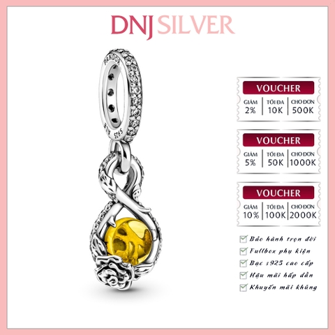 [Chính hãng] Charm bạc 925 cao cấp - Charm Disney Belle Infinity & Rose Flower thích hợp để mix vòng tay charm bạc cao cấp - DN040