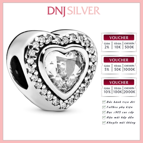 [Chính hãng] Charm bạc 925 cao cấp - Charm Sparkling Clear Heart thích hợp để mix vòng tay charm bạc cao cấp - DN418