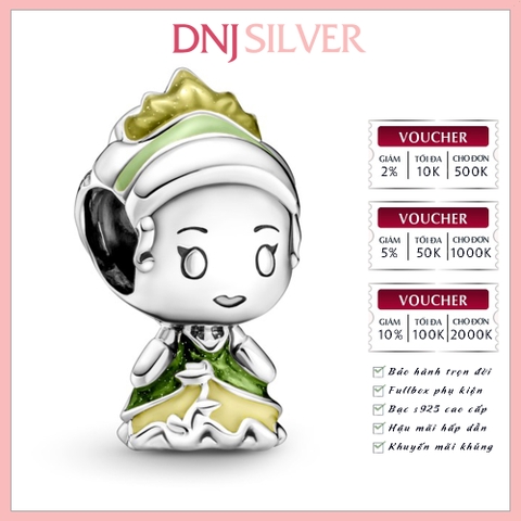 [Chính hãng] Charm bạc 925 cao cấp - Charm Disney Princess Tiana And The Frog thích hợp để mix vòng tay charm bạc cao cấp - DN075