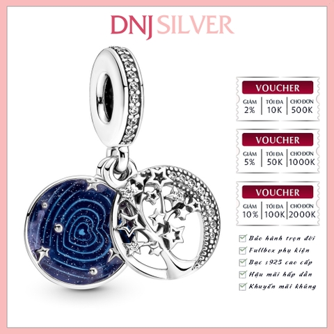 [Chính hãng] Charm bạc 925 cao cấp - Charm Double Dangle Tree & Galaxy Moon thích hợp để mix vòng tay charm bạc cao cấp - DN020