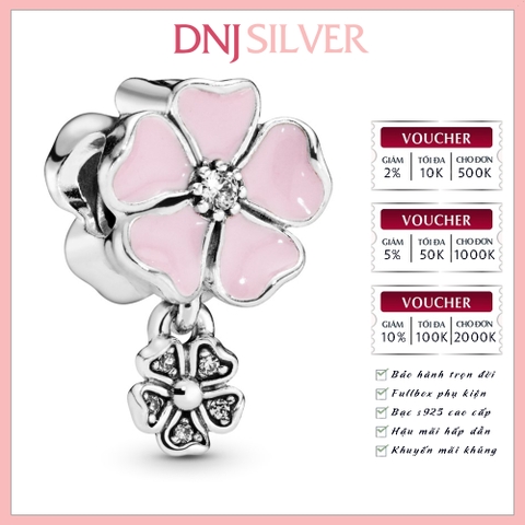 [Chính hãng] Charm bạc 925 cao cấp - Charm Dangling Pink Cherry Blossom Flower thích hợp để mix vòng tay charm bạc cao cấp - DN328