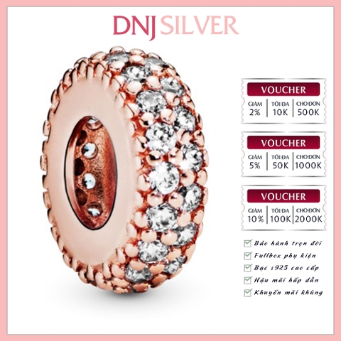 [Chính hãng] Charm bạc 925 cao cấp - Charm Abstract PAN Rose Pavé Spacer thích hợp để mix vòng tay charm bạc cao cấp - DN208