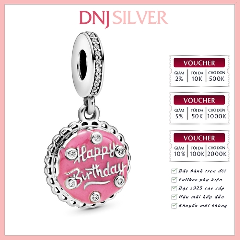[Chính hãng] Charm bạc 925 cao cấp - Charm Pink Birthday Cake Dangle thích hợp để mix vòng tay charm bạc cao cấp - DN070